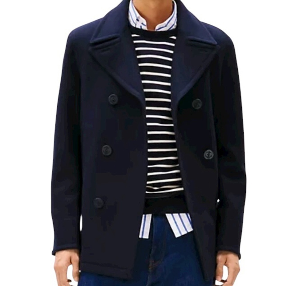 Tommy Hilfiger Wool Blend Pea Coat 2XL Blue - Picture 4 of 16